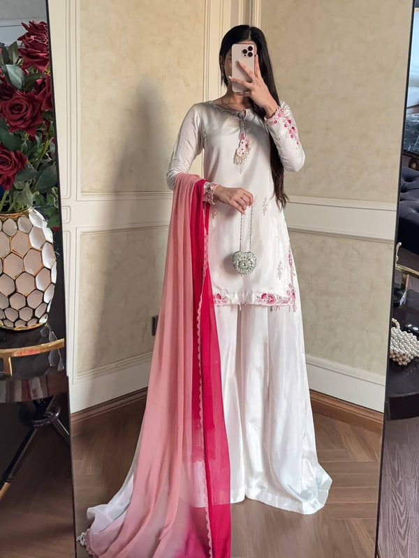 Graceful Style with Pink Shawl Ensemble