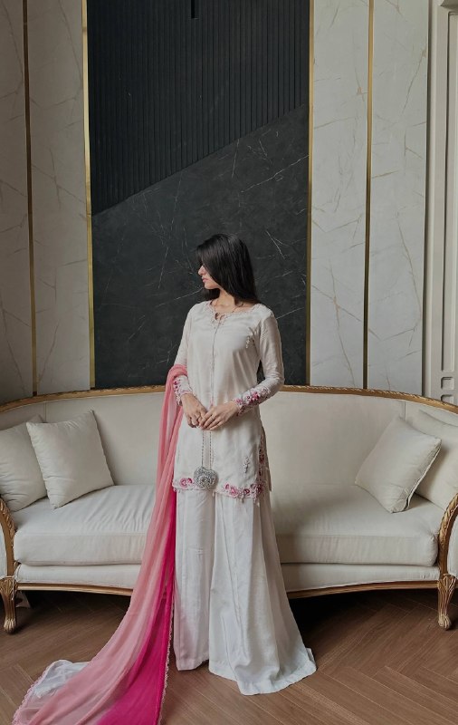 Graceful Style with Pink Shawl Ensemble