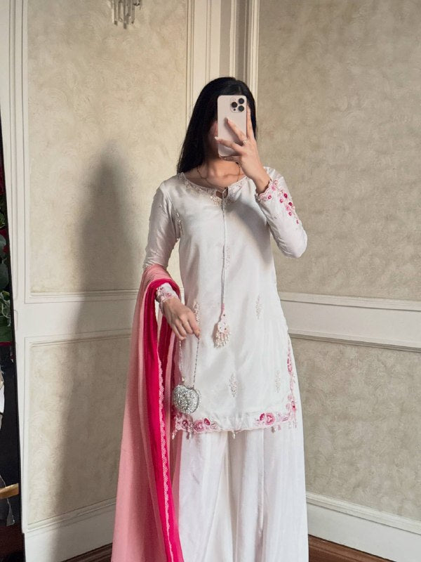 Graceful Style with Pink Shawl Ensemble