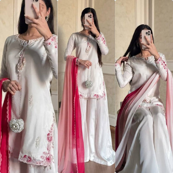 Graceful Style with Pink Shawl Ensemble