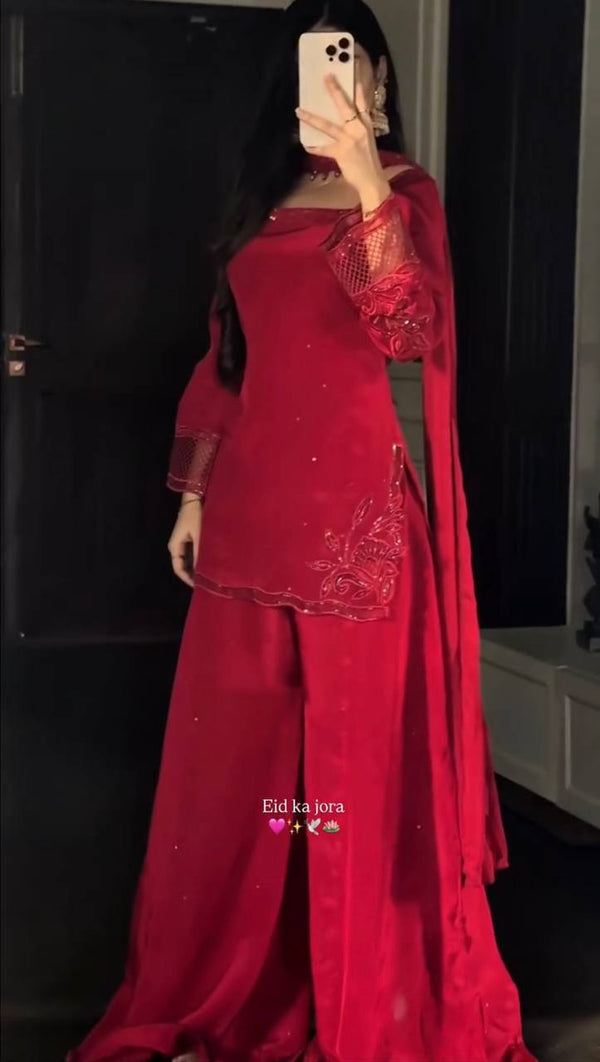 Chic Red Outfit for Eid Festivities