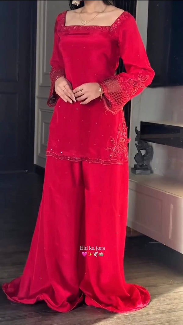 Chic Red Outfit for Eid Festivities