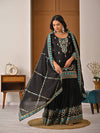Regal Fusion: Black and Blue Embroidered Ensemble