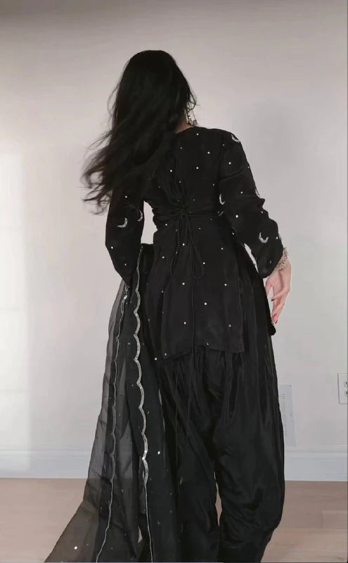 Glamorous Black Outfit with Silver Accents