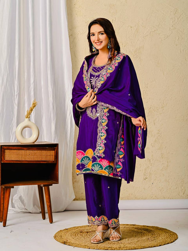 Elegance in Purple: A Cultural Embrace
