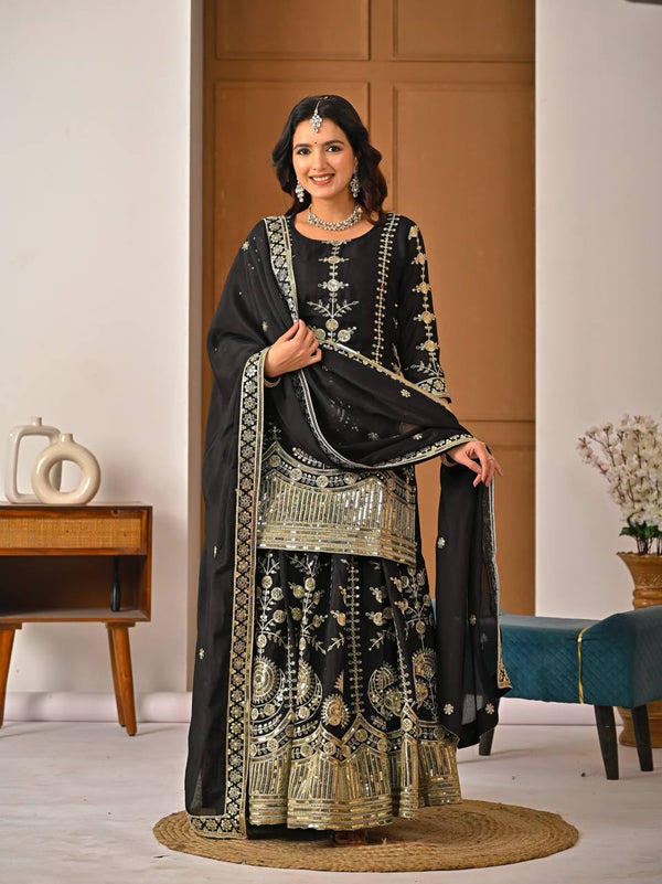 Timeless Charm: Black Embroidered Ethnic Ensemble