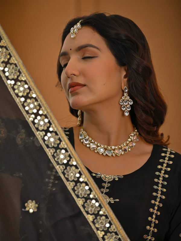 Timeless Charm: Black Embroidered Ethnic Ensemble