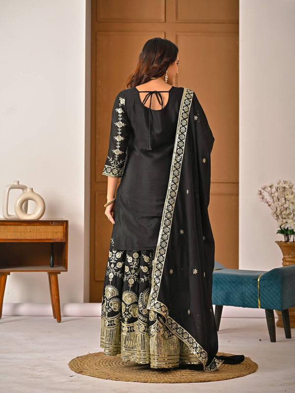 Timeless Charm: Black Embroidered Ethnic Ensemble