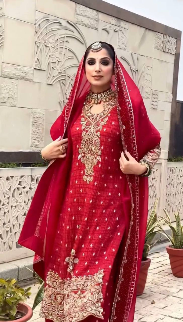 Radiant Elegance: The Red Wedding Ensemble