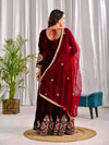 Timeless Beauty: Red and Black Attire