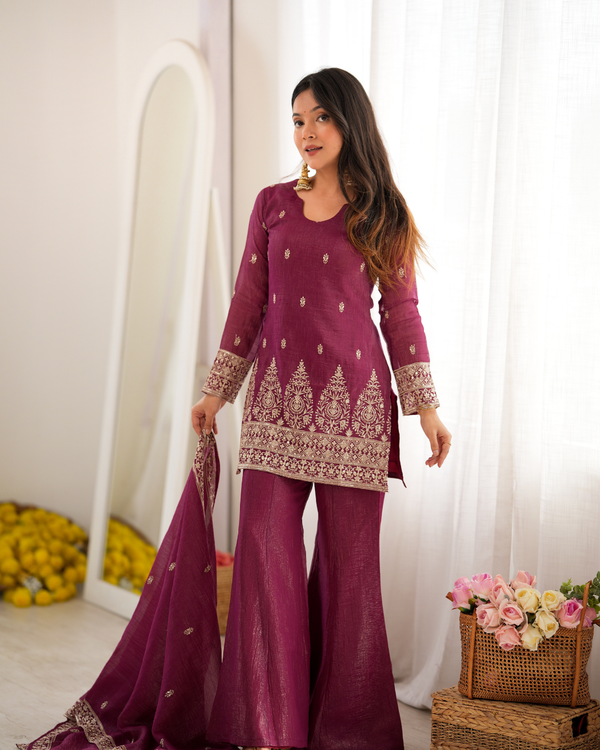 Elegant Suit with Gold Embroidery