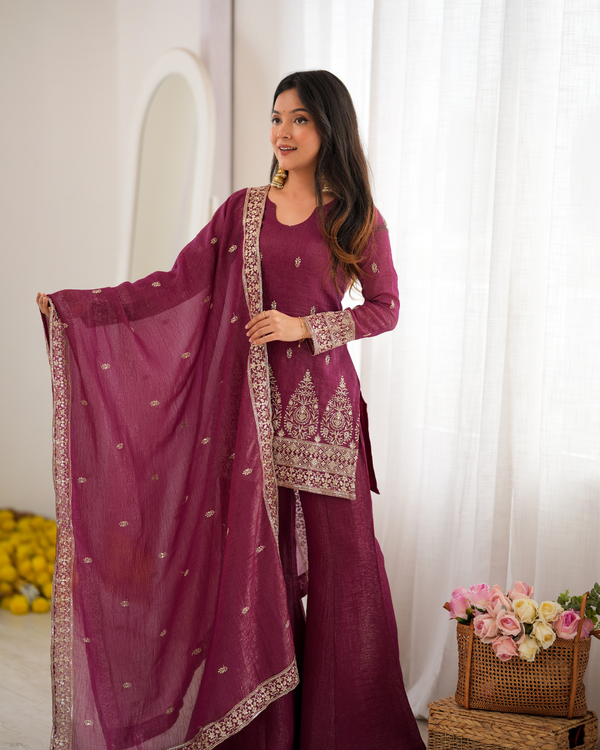 Elegant Suit with Gold Embroidery