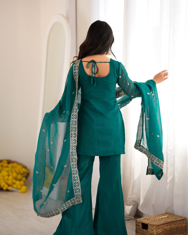Elegant Suit with Gold Embroidery