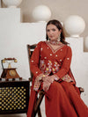 Designer Rust Embroidered Palazzo Suit Set