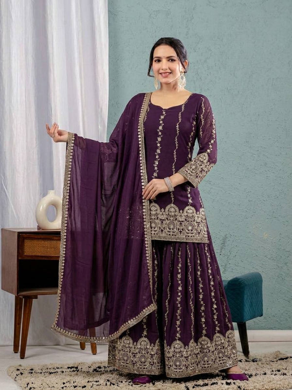 Luxury Purple Festive Ethnic Wear Set