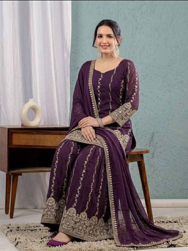Luxury Purple Festive Ethnic Wear Set