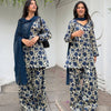 Elegant Blue Printed Suit Ensemble