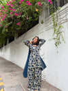 Elegant Blue Printed Suit Ensemble