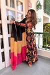 Chic Black and Pink Floral Ensemble
