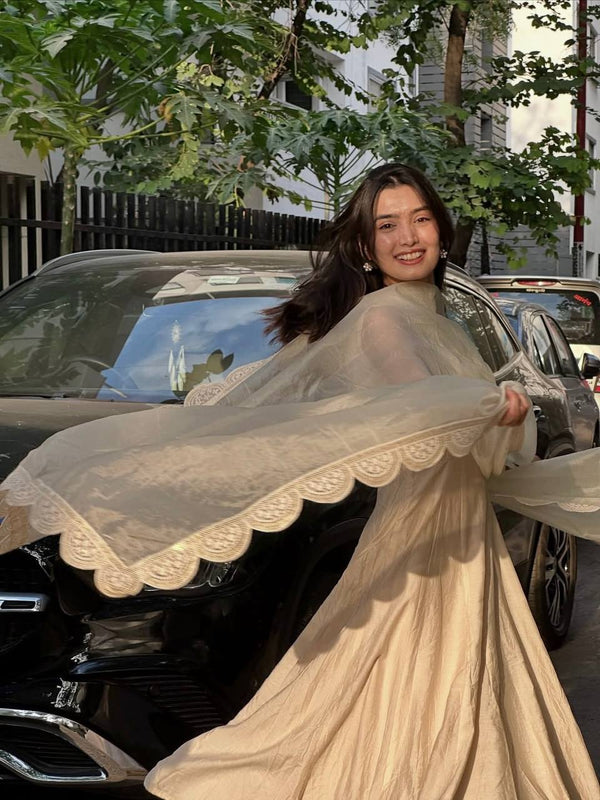 Whispers of Style: Walking in White Dress