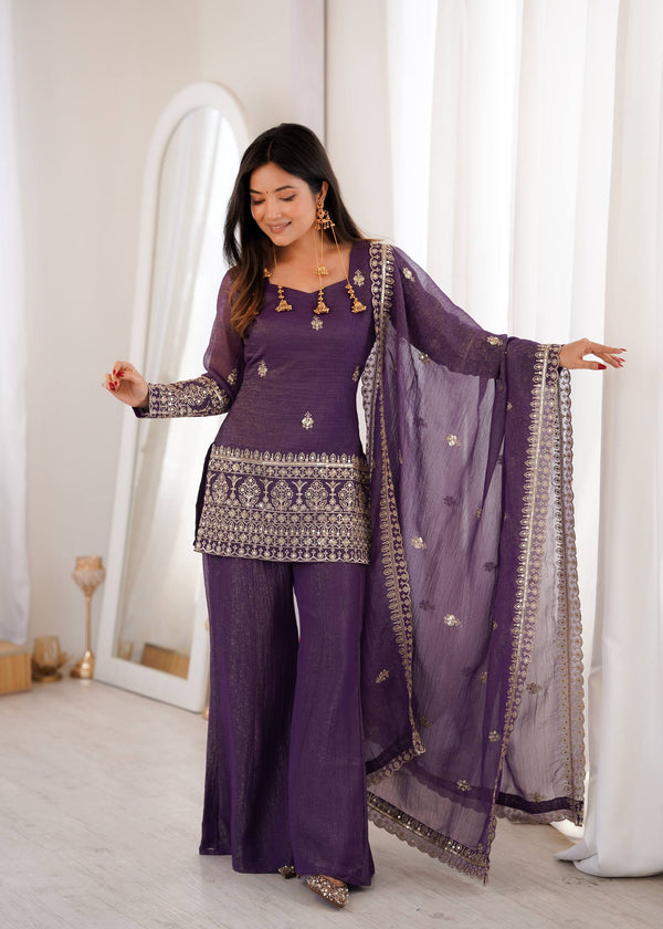 Elegant Woman in Stunning Purple Dress