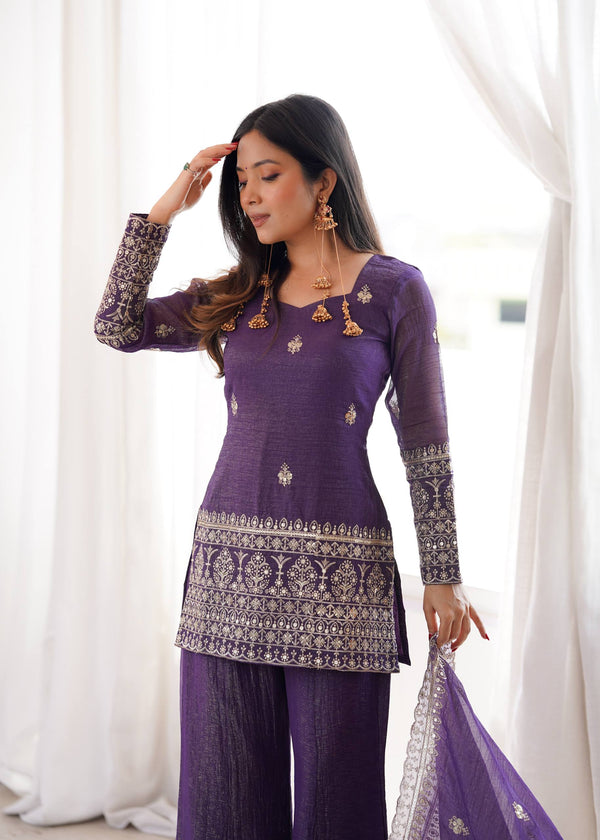 Elegant Woman in Stunning Purple Dress