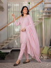 Fashionable Pink Suit Set with Dupatta