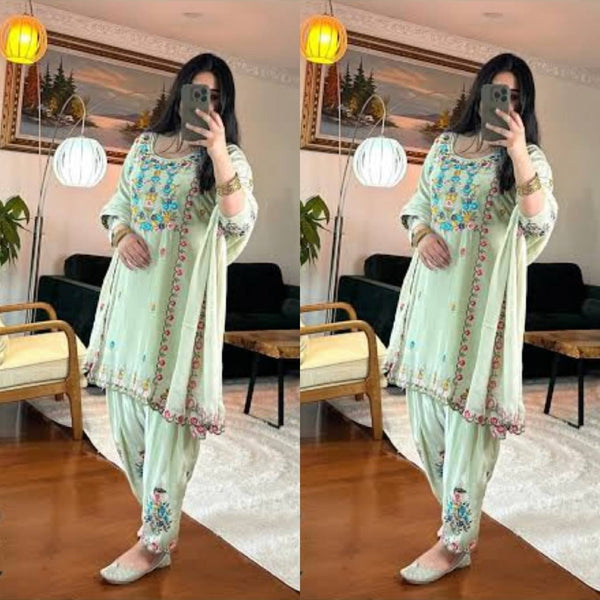 Elegant Floral Embroidered Ethnic Wear
