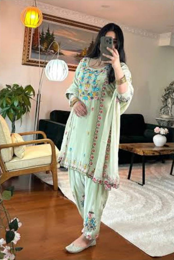 Elegant Floral Embroidered Ethnic Wear