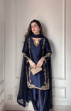 Midnight Blue Zari Bids Hand Work Full Hand Work Suit Set