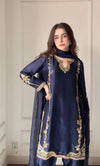 Midnight Blue Zari Bids Hand Work Full Hand Work Suit Set
