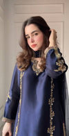Midnight Blue Zari Bids Hand Work Full Hand Work Suit Set