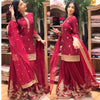 Luxury Red Designer Sharara Palazzo Suit Set