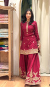 Luxury Red Designer Sharara Palazzo Suit Set
