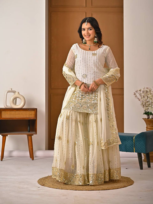 Radiant Charm: White and Gold Ensemble