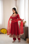 Graceful Red Anarkali Suit for Modern Elegance