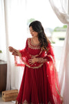 Graceful Red Anarkali Suit for Modern Elegance