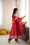 Graceful Red Anarkali Suit for Modern Elegance