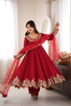 Graceful Red Anarkali Suit for Modern Elegance