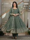 Elegant Green Embroidered Anarkali Ensemble