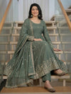 Elegant Green Embroidered Anarkali Ensemble