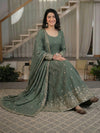 Elegant Green Embroidered Anarkali Ensemble