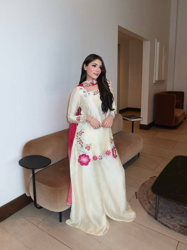 Graceful Woman in White and Pink