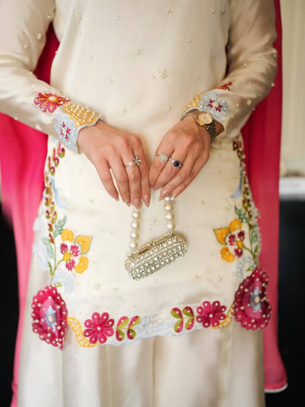 Graceful Woman in White and Pink