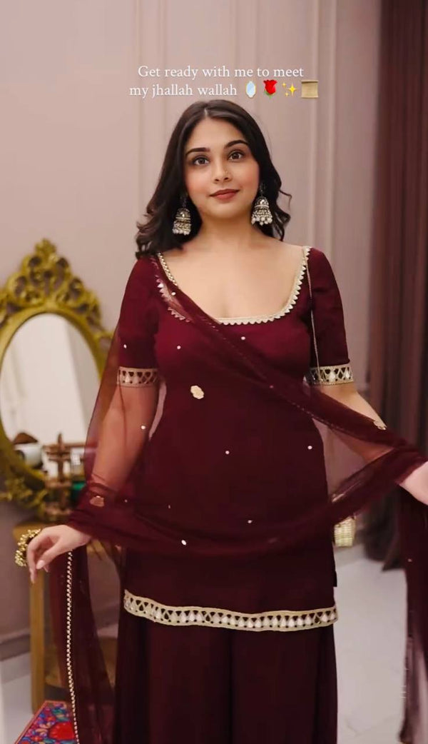 Timeless Beauty in Maroon Dress