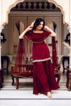 Timeless Beauty in Maroon Dress