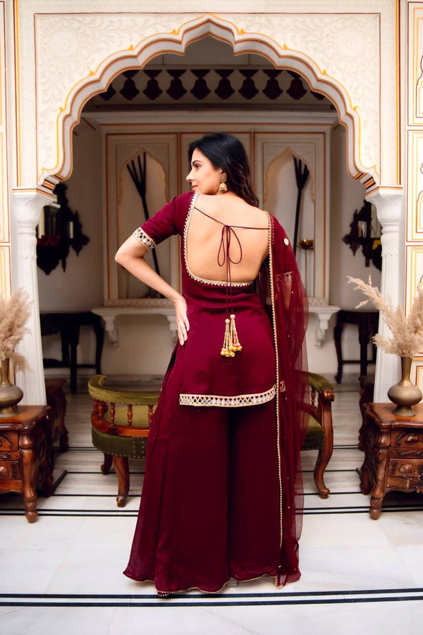 Timeless Beauty in Maroon Dress