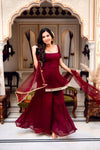 Timeless Beauty in Maroon Dress