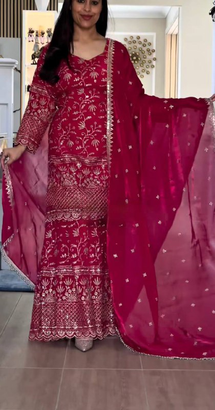 Glam Vibe Stylish Sharara Outfit With Dupatta