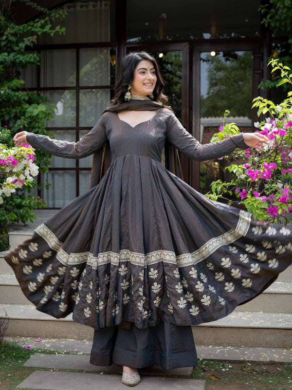 Elegant Dark Grey Anarkali Suit for Women